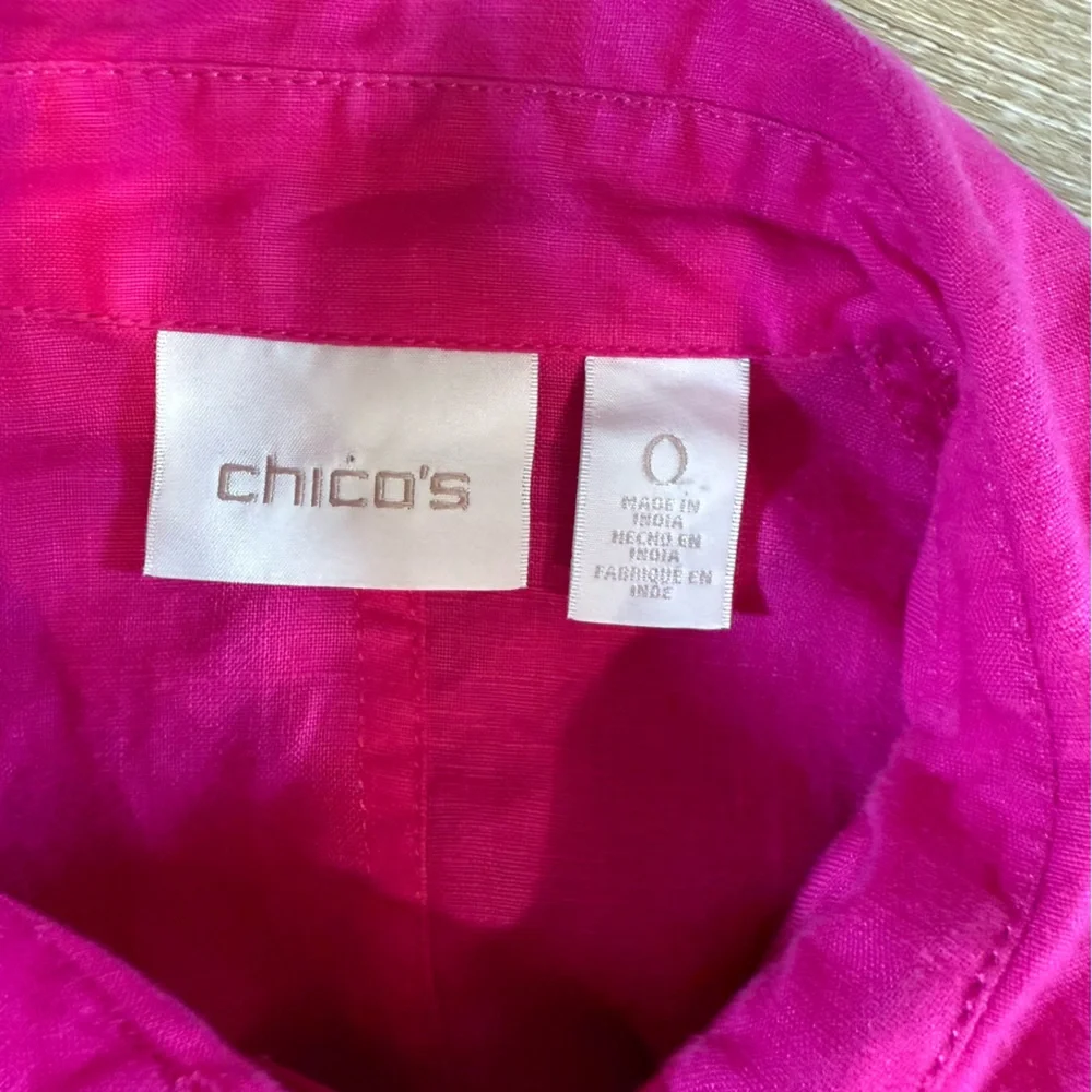 Chicos Button Up Cape Jacket Linen Barbiecore Layering Fuchsia Womens S (0) - Picture 7 of 10